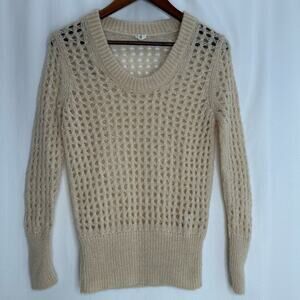 Arket open knit sweater ivory wool blend transitional size XS